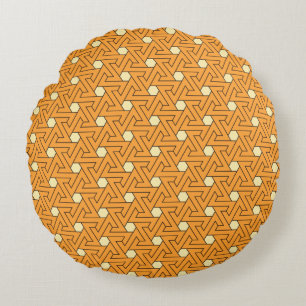 Vintag Orange Beige Triskelion Ägyptisches Muster Rundes Kissen