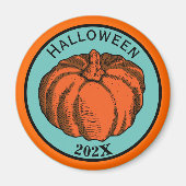 Vintag Orange Black Halloween Pumpkin Art Magnet (Vorne)