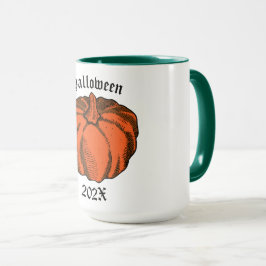 Vintag Orange Black Halloween Pumpkin Art Tasse