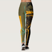 Vintag Orange Black Leaf Leggings (Rückseite)