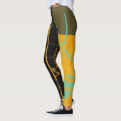 Vintag Orange Black Leaf Leggings (Links)