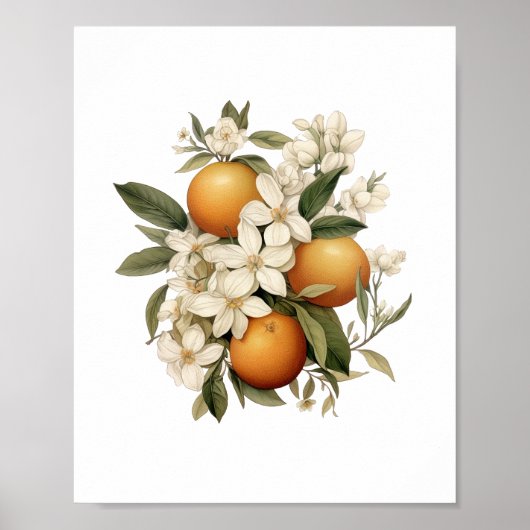 Vintag Orange Blume Küche Poster (Vorne)