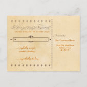 Vintag Orange & Brown Wedding RSVP Postkarte (Rückseite)