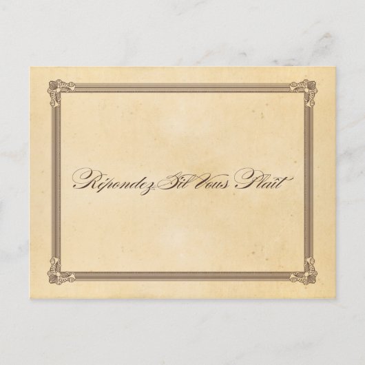 Vintag Orange & Brown Wedding RSVP Postkarte (Vorderseite)