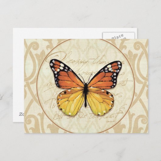 Vintag Orange Butterfly Postkarte (Vorne/Hinten)