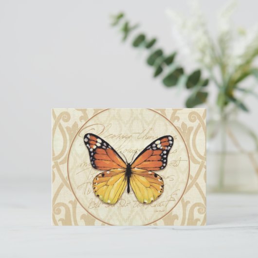 Vintag Orange Butterfly Postkarte (Stehend Vorderseite)