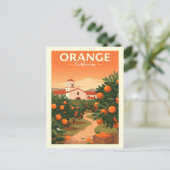 Vintag Orange California Postkarte (Stehend Vorderseite)