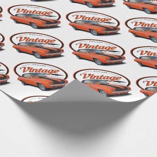 Vintag Orange Camaro Geschenkpapier (Ecke)