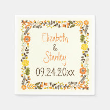 Vintag orange-gelbe Blumengrenze Moderne Hochzeit