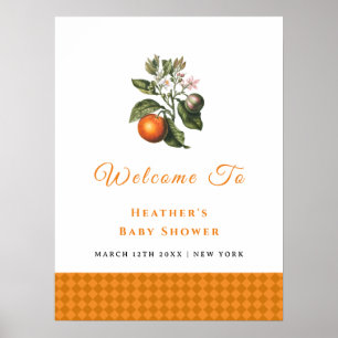 Vintag Orange Gingham Citrus Baby Dusche Willkomme Poster