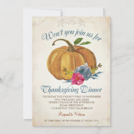 Vintag Orange Pumpkin Erntedank Dinner Einladung