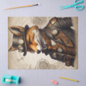 Vintag Orange Steampunk Fox Seidenpapier (Basteln)