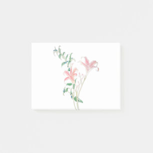 Vintag orange Taglilie Aquarellfarbe Post-it Klebezettel