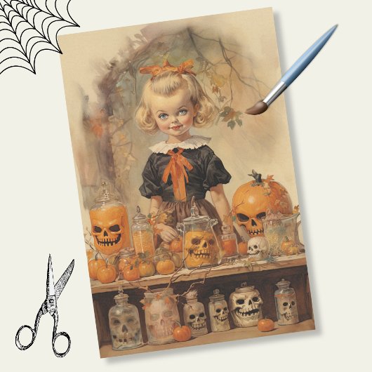 Vintag Orange und Tan Spooky Halloween Seidenpapier