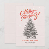 Vintag-orange-Weihnachtsbaum Feiertagskarte (Vorne/Hinten)