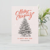 Vintag-orange-Weihnachtsbaum Feiertagskarte (Stehend Vorderseite)