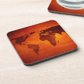 Vintag-orange-Weltkarte Getränkeuntersetzer (Linke Seite)