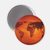Vintag-orange-Weltkarte Magnet (Vorderseite/Rückseite)