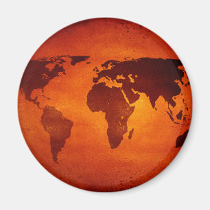 Vintag-orange-Weltkarte Magnet