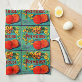 Vintag orangefarbene Fruchtkennzeichnung grün Handtuch (Viertel Falte)