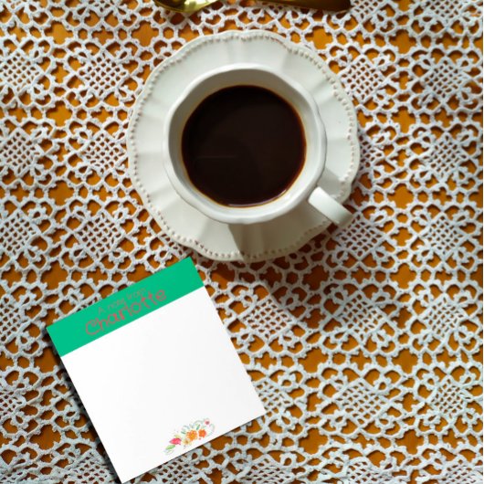 Vintag orangefarbene Wildblume Aquarellgrün Notizblock