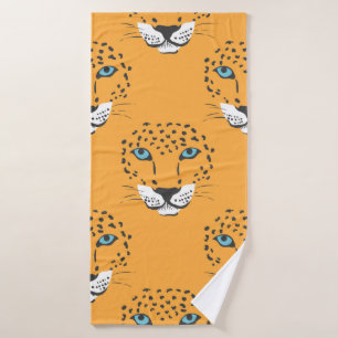 Vintag orangefarbenes nahtloses Muster mit Leopard Badehandtuch
