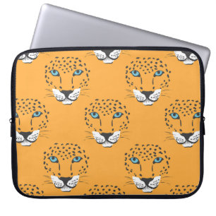 Vintag orangefarbenes nahtloses Muster mit Leopard Laptopschutzhülle