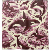 Vintag Orca Nautic Seamless Duschvorhang (Vorderseite)