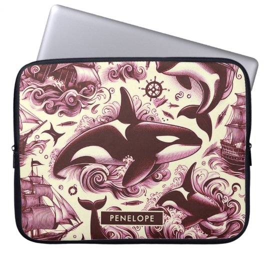 Vintag Orca Nautic Seamless Laptopschutzhülle (Vorderseite)