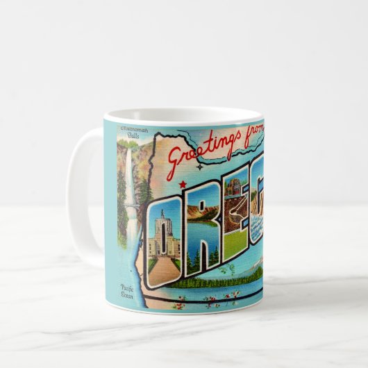 Vintag Oregon Greeting Kaffeetasse (Vorderseite Links)