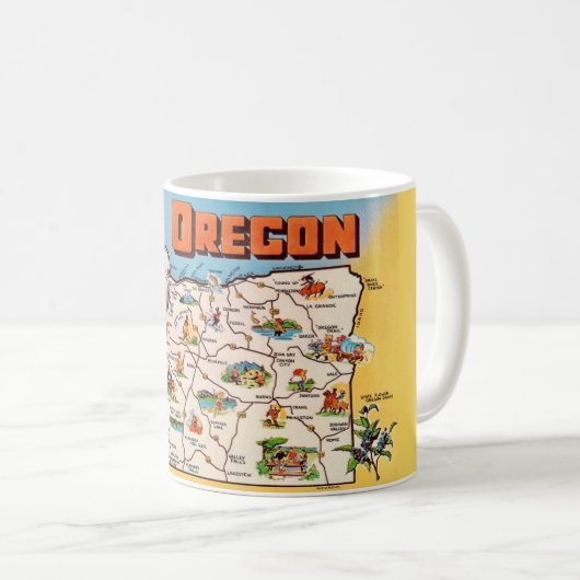 Vintag Oregon Map Tasse (VorderseiteRechts)
