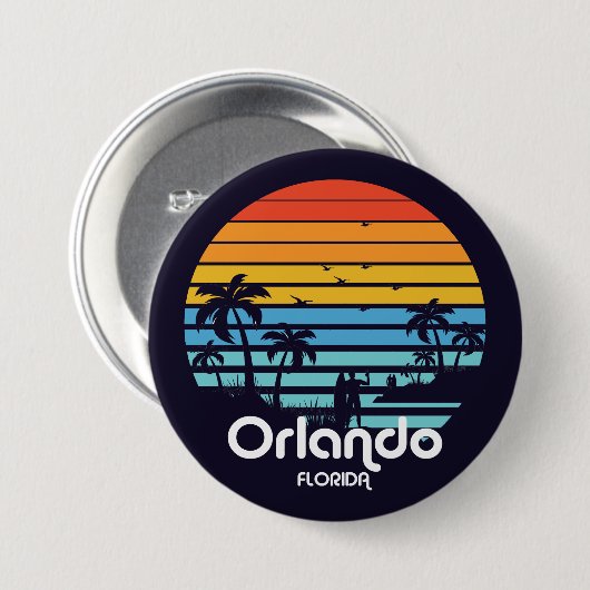 Vintag Orlando Florida Sunset Button (Vorne & Hinten)