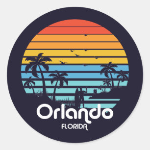 Vintag Orlando Florida Sunset Runder Aufkleber