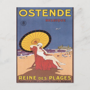 Vintag Ostende Belgien Postkarte