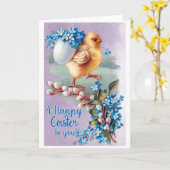 Vintag Osterchick Bouquet Karte (Gelbe Blume)