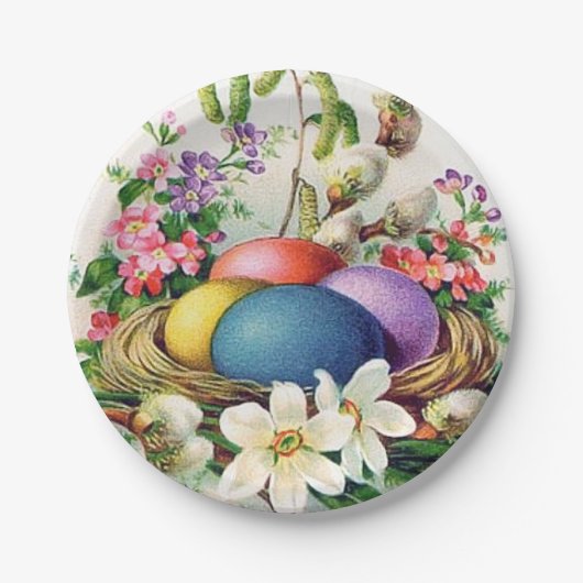 Vintag Ostereier Korbplatte Party Pappteller (Vorderseite)