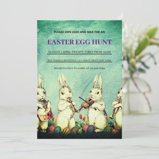 Vintag Osterfeiertag Einladung zur Eizelljagd (Stehend Vorderseite)