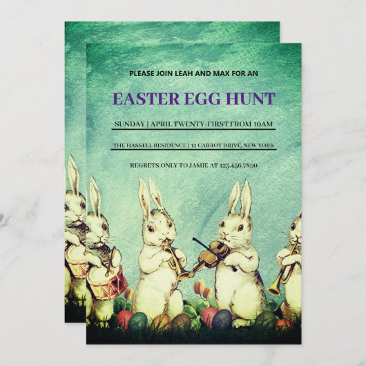 Vintag Osterfeiertag Einladung zur Eizelljagd (Vorne/Hinten)
