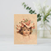 Vintag Osterfrau Rose Bonnet Girl Feiertagspostkarte (Stehend Vorderseite)