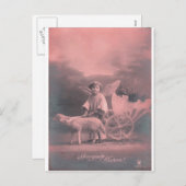 Vintag *Ostergel und -Lamm* Feiertagspostkarte (Vorne/Hinten)