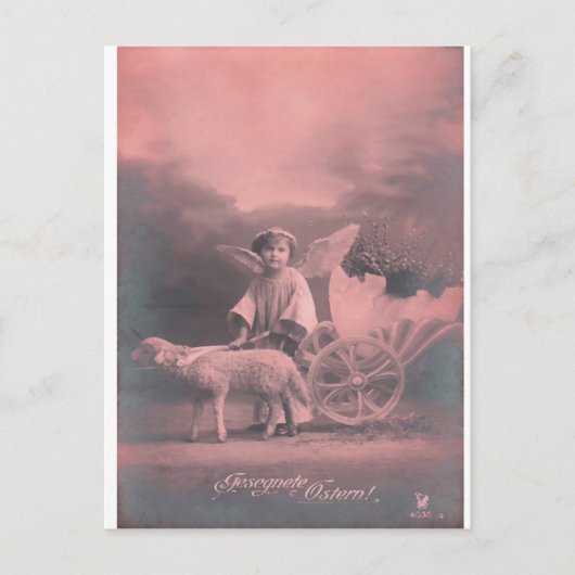 Vintag *Ostergel und -Lamm* Feiertagspostkarte (Vorderseite)