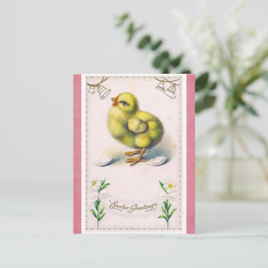 Vintag Ostergrüße Niedlich Frühlingskick Postkarte (Stehend Vorderseite)