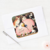 Vintag - Ostergrüße, Quadratischer Aufkleber (Umschlag)