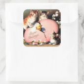 Vintag - Ostergrüße, Quadratischer Aufkleber (Tasche)