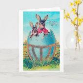 Vintag Osterhase Großes Ei Karte (Gelbe Blume)