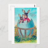 Vintag Osterhase Großes Ei Postkarte (Vorne/Hinten)