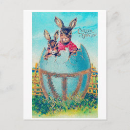 Vintag Osterhase Großes Ei Postkarte