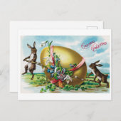 Vintag Osterhase Großes Ei Postkarte (Vorne/Hinten)
