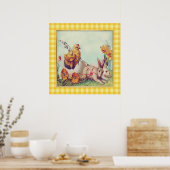 Vintag Osterhase & Kick in Buffalo Karos Poster (Küche)