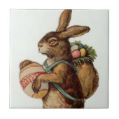 Vintag Osterhase mit Eiern Fliese (Vorderseite)